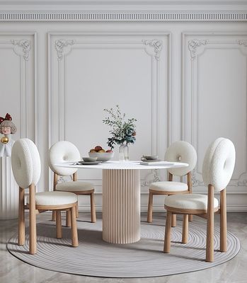 Living Room and Hotel Soft Seat Wood Lamb Wool Dining Room Chair W47*D48*H79CM with Modern Design