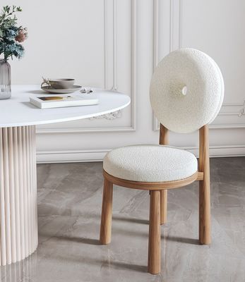 Living Room and Hotel Soft Seat Wood Lamb Wool Dining Room Chair W47*D48*H79CM with Modern Design