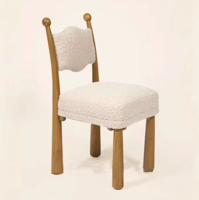 Home Furniture Modern Design Soft Seat Wood Lamb Wool Dining Room Chair For Living Room and Hotel