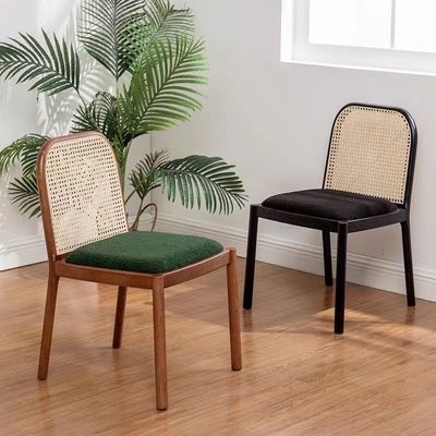 Modern Natural Rattan Solid Wood Dining Chair For Restaurant Dining Chair Dining Room Furniture Specific Dining Chair
