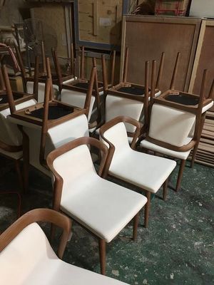 Restaurant Dining Chair Solid Ash Wood Frame Wooden Upholstered Armchairs for Modern Luxury