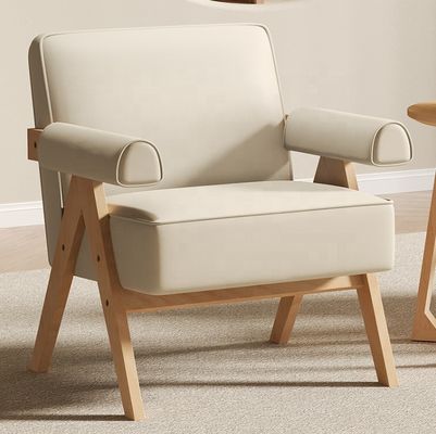 Contemporary Living Room Furniture Modern Solid Wood Frame Fabric Leather Optional Single Wooden Sofa Chair W70*D70*H80CM
