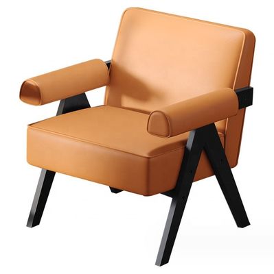 Contemporary Living Room Furniture Modern Solid Wood Frame Fabric Leather Optional Single Wooden Sofa Chair W70*D70*H80CM