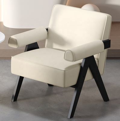 Contemporary Living Room Furniture Modern Solid Wood Frame Fabric Leather Optional Single Wooden Sofa Chair W70*D70*H80CM