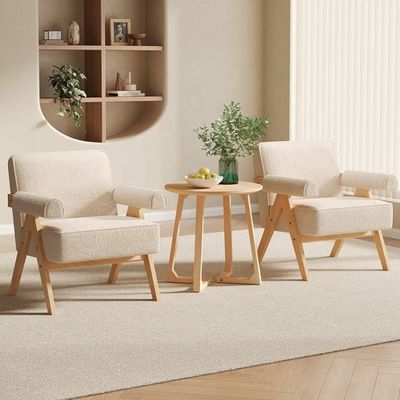 Contemporary Living Room Furniture Modern Solid Wood Frame Fabric Leather Optional Single Wooden Sofa Chair W70*D70*H80CM