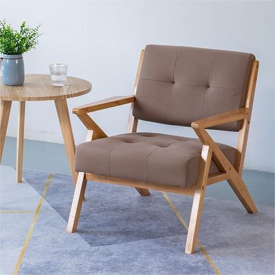 Solid Wood Fabric Wooden Sofa Chair W60*D73*H76CM The Ultimate Seating Solution for Modern Living Room and Hotel
