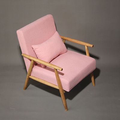 Home Furniture W66*D77*H87CM Solid Wood Fabric Wooden Sofa Chair Modern Design Soft Seat Chair for Living Room and Hotel