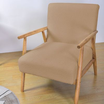 Home Furniture W66*D77*H87CM Solid Wood Fabric Wooden Sofa Chair Modern Design Soft Seat Chair for Living Room and Hotel