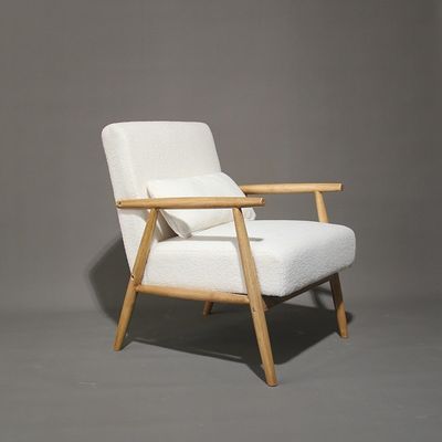 Home Furniture W66*D77*H87CM Solid Wood Fabric Wooden Sofa Chair Modern Design Soft Seat Chair for Living Room and Hotel