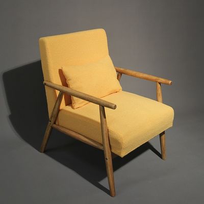 Home Furniture W66*D77*H87CM Solid Wood Fabric Wooden Sofa Chair Modern Design Soft Seat Chair for Living Room and Hotel