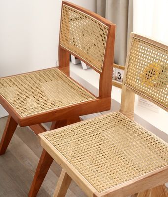 Rubber Wood Soft Seat Modern Design Wooden Rattan Dining Room Chair for Living Room and Hotel