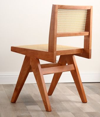 Rubber Wood Soft Seat Modern Design Wooden Rattan Dining Room Chair for Living Room and Hotel