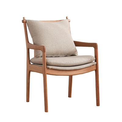 Modern Restaurant Hotel Fabric Wooden Armrest Chair Upholstered Wood Dining Chair with Upholstery in Bulk