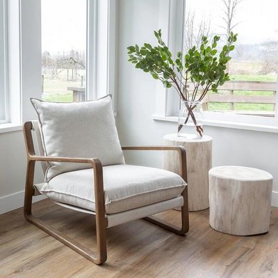 Modern Wooden Lounge Chair in Natural/Walnut Color for Living Room Decoration
