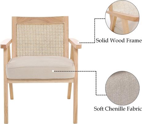 Wooden Chairs for Living Room and Hotel Modern Design Soft Seat Solid Wood Rattan Dining Room Chair