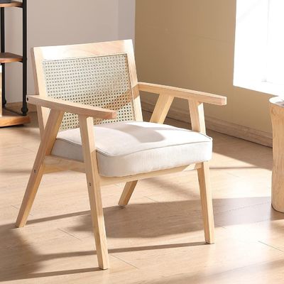 Wooden Chairs for Living Room and Hotel Modern Design Soft Seat Solid Wood Rattan Dining Room Chair
