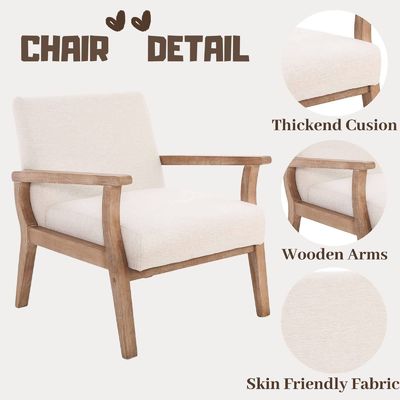 Living Room and Hotel Solid Wood Fabric Wooden Sofa Chair W69*D76*H79CM with Soft Seat Modern Design One Seat
