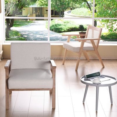 Living Room and Hotel Solid Wood Fabric Wooden Sofa Chair W69*D76*H79CM with Soft Seat Modern Design One Seat