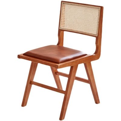 Hotel Restaurant Nordic Wooden Dining Chair with Rattan Seat and Nitrolacquer Finish