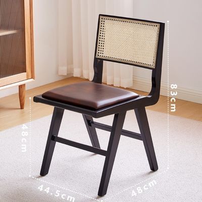 Hotel Restaurant Nordic Wooden Dining Chair with Rattan Seat and Nitrolacquer Finish