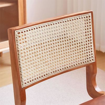 Hotel Restaurant Nordic Wooden Dining Chair with Rattan Seat and Nitrolacquer Finish