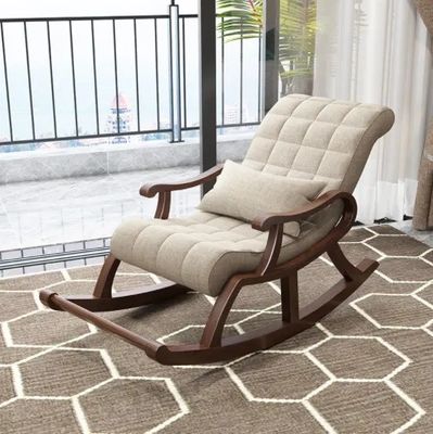Comfortable Wood Furniture Lazy Recliner Lounge Chair for Relaxing and Balancing in Leisure Chair Style Living Room