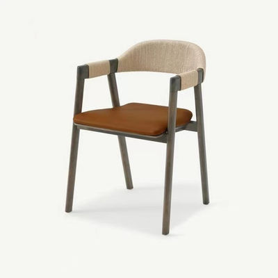 Office Building Dining Room Chair with Woven Cord and Lacquered Finish in Vintage Wooden Design