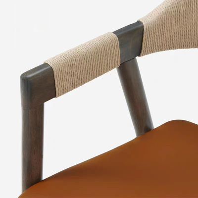 Office Building Dining Room Chair with Woven Cord and Lacquered Finish in Vintage Wooden Design