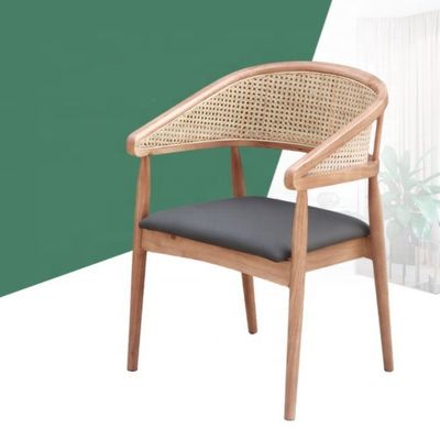 Modern Wood Rattan Chair for Living Room and Affordable in Design Style