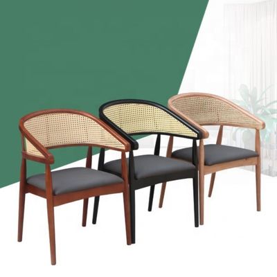 Modern Wood Rattan Chair for Living Room and Affordable in Design Style