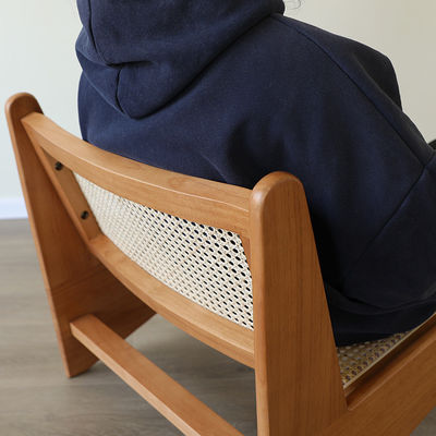 Rubber Wood Frame Nordic Style Leisure Chair for Living Room Wooden Lounge Chair