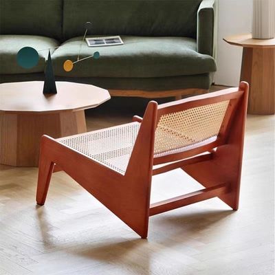 Rubber Wood Frame Nordic Style Leisure Chair for Living Room Wooden Lounge Chair