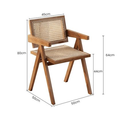Nordic Style NO Folded Dining Chair with Solid Wood Frame and Upholstered Rattan Sea