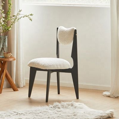 Morden Style Bedroom Wood Dining Chair with Customized Color and Black Legs in White Velvet