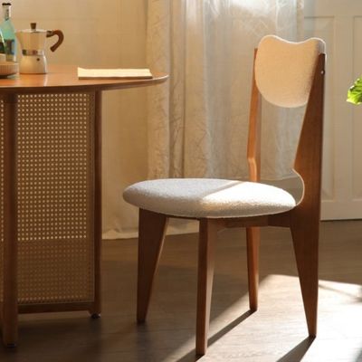 Morden Style Bedroom Wood Dining Chair with Customized Color and Black Legs in White Velvet
