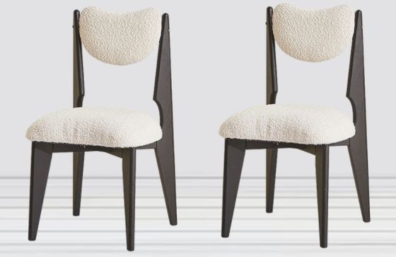 Morden Style Bedroom Wood Dining Chair with Customized Color and Black Legs in White Velvet