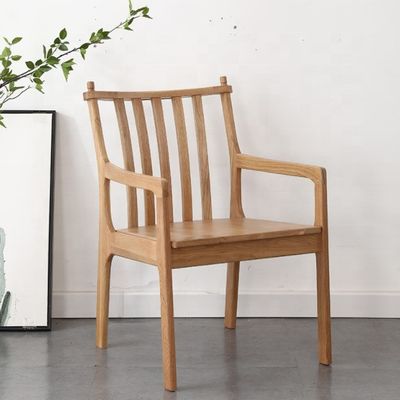 Modern Restaurant Hotel Fabric Upholstered Wooden Armrest Dining Chair with Solid Wood Construction
