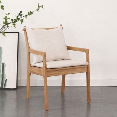 Modern Restaurant Hotel Fabric Upholstered Wooden Armrest Dining Chair with Solid Wood Construction