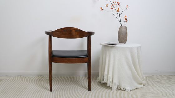 Nitrolacquer Finish Nordic Solid Wood Armrest Cushion Chair for Dining Hotel Home Presidential Chair Restaurant Cafe Store