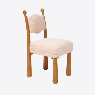 French Nordic Design Modern Solid Wood One Seat Lamb Wool Dining Room Wooden Chairs