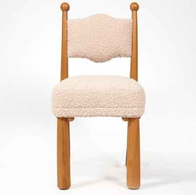 French Nordic Design Modern Solid Wood One Seat Lamb Wool Dining Room Wooden Chairs