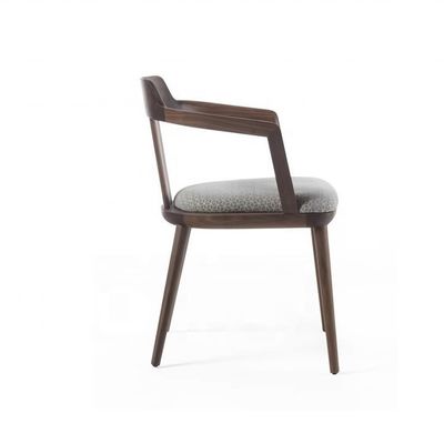 Indoor Canteen Dining Chair in Solid Wood with Seat Cushion and Modern Design Walnut Color Armchair