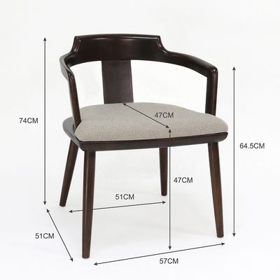 Indoor Canteen Dining Chair in Solid Wood with Seat Cushion and Modern Design Walnut Color Armchair