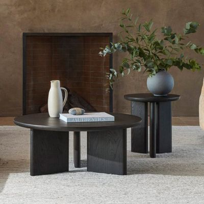 Home Furniture Modern Triangle Base Coffee Table in Walnut Color Wood Frame for Dining Room Furniture