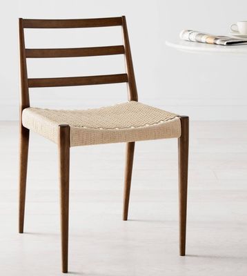 Solid Wood Frame Customized Designs Vintage Hotel Woven Cord Dining Chair For Events