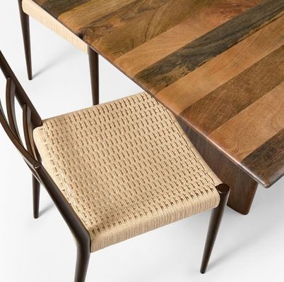 Solid Wood Frame Customized Designs Vintage Hotel Woven Cord Dining Chair For Events