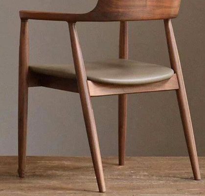 Natural Color Dining Room Furniture North European Solid Wood PU Leather Pads Restaurant Chair