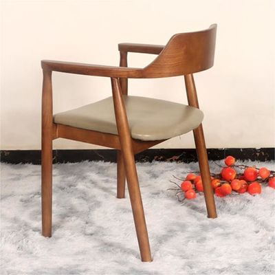 Natural Color Dining Room Furniture North European Solid Wood PU Leather Pads Restaurant Chair