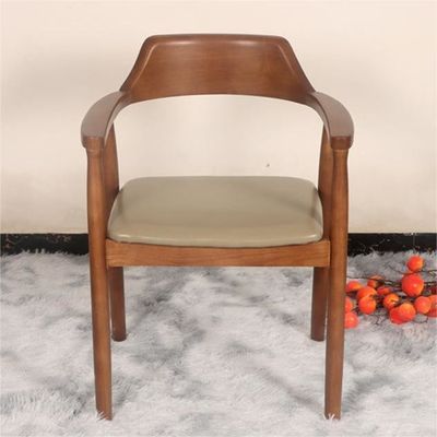 Natural Color Dining Room Furniture North European Solid Wood PU Leather Pads Restaurant Chair