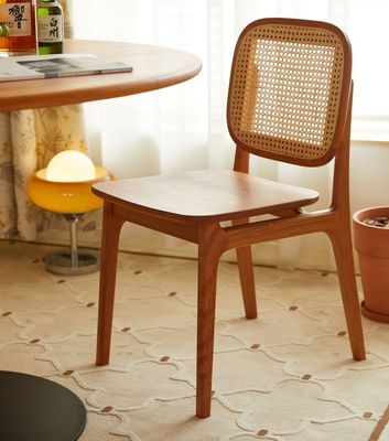 Home Furniture Modern Woven Natural Rattan Solid Wood Dining Chair for Hotel and Restaurant